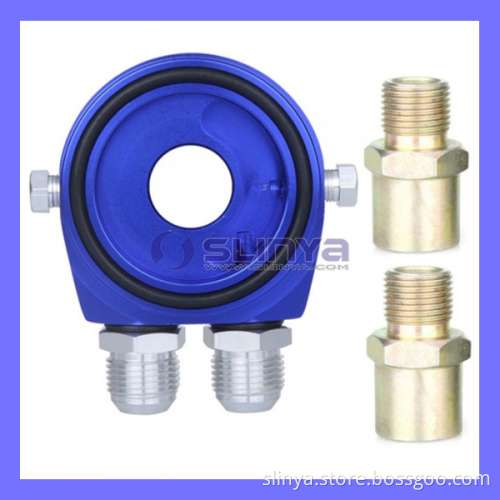 Universal Car Auto Aluminum Oil Temperature Pressure Filter Cooler Sandwich Adapter Relocation Kit An10